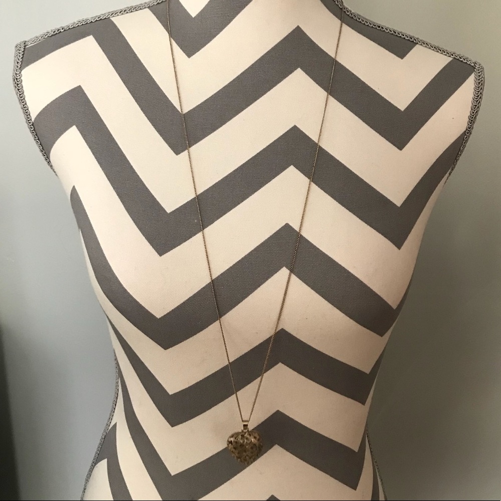 Long Gold Heart Necklace